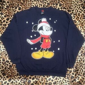 Vintage 90s Mickey Unlimited Navy Christmas Crewneck Sweatshirt